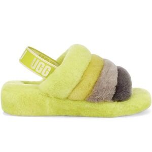 UGG Australia Fluff Yeah Slide Sandal Sheepskin Sling back women 9 Sulfer yellow
